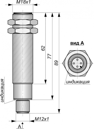 Датчик бесконтактный индуктивный ИВ09-NO-PNP-P(Л63,Lкорп=75мм)