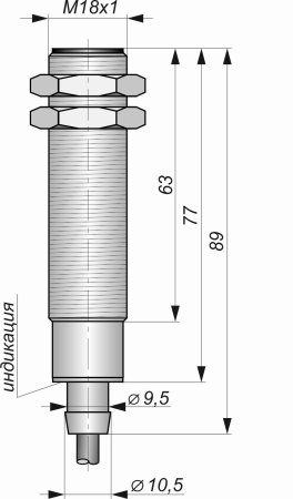 Датчик индуктивный бесконтактный И10-NO-PNP-ПГ-HT-Y10(Л63, Lкорп=75мм)